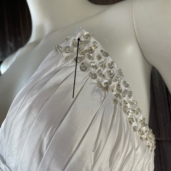 🔥NWT Bridess Strapless Ruched Beaded Chapel Train Contemporary Wedding Dress 8 - Picture 16 of 17